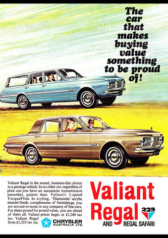 1965 AP6 CHRYSLER VALIANT REGAL & SAFARI AUSSIE AD ART PRINT POSTER