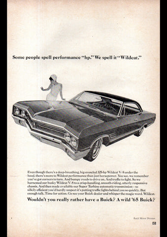 1965 BUICK WILDCAT 2 DOOR HARDTOP USA AD ART PRINT POSTER