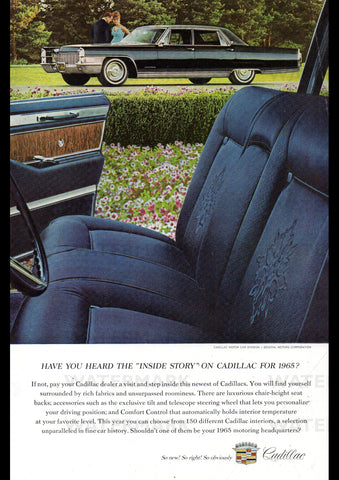 1965 CADILLAC SEDAN USA AD ART PRINT POSTER