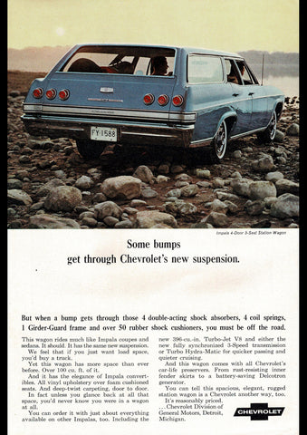 1965 CHEVROLET IMPALA 4 DOOR 3 SEAT WAGON USA AD ART PRINT POSTER