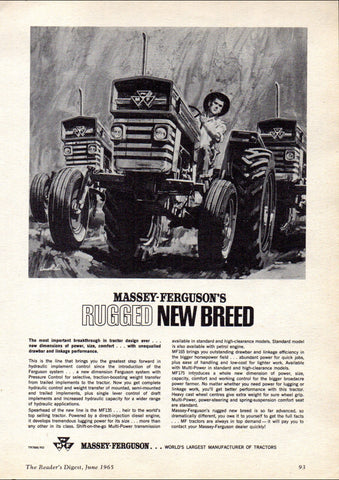 1965 MF MASSEY-FERGUSON MF135 TRACTOR AUSSIE AD ART PRINT POSTER