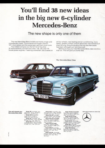 1965 MERCEDES BENZ 250 SE W108 AUSSIE AD ART PRINT POSTER