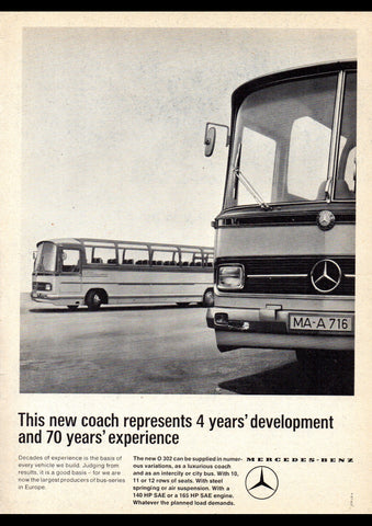 1965 MERCEDES BENZ O 302 BUS COACH AUSSIE AD ART PRINT POSTER