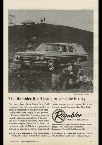 1965 RAMBLER CLASSIC 770 WAGON INTERNATIONAL AD ART PRINT POSTER