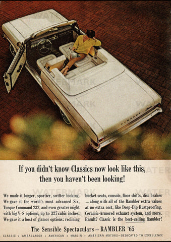 1965 RAMBLER CLASSIC CONVERTIBLE AMERICAN MOTORS AMC USA AD ART PRINT POSTER