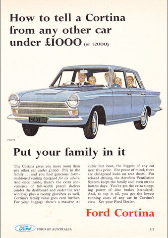 1966 FORD CORTINA MARK 1 SEDAN AUSSIE AD ART PRINT POSTER