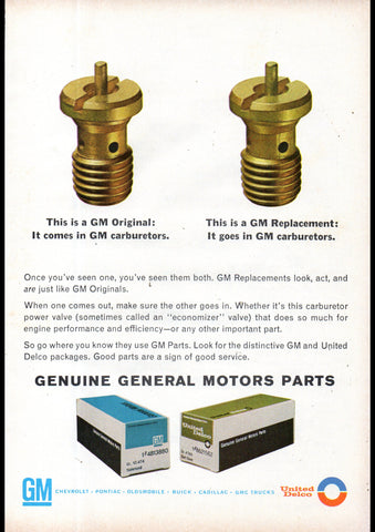 1966 GM GENERAL MOTORS REPLACEMENT PARTS POWER VALVE ECONOMISER USA AD ART PRINT POSTER