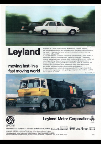 1966 LEYLAND TRIUMPH 2000 SCAMMEL TANKER TRUCK AUSSIE AD ART PRINT POSTER