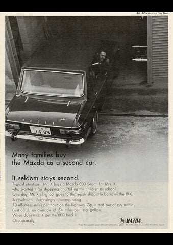 1966 MAZDA 800 SEDAN INTERNATIONAL AD ART PRINT POSTER