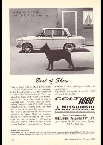 1966 MITSUBISHI COLT 1000 AUSSIE AD ART PRINT POSTER