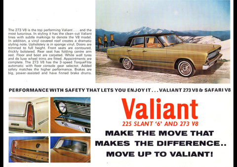 1966 VC CHRYSLER VALIANT 225 6 & 273 V8 RANGE AUSSIE AD ART PRINT POSTER