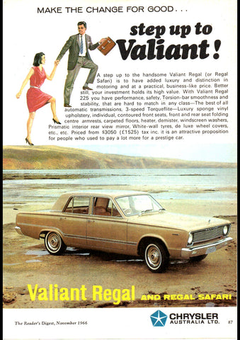 1966 VC CHRYSLER VALIANT 225 REGAL & SAFARI AUSSIE AD ART PRINT POSTER