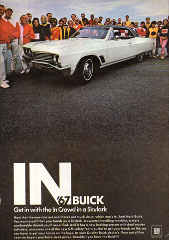 1967 BUICK SKYLARK 2 DOOR HARDTOP USA AD ART PRINT POSTER