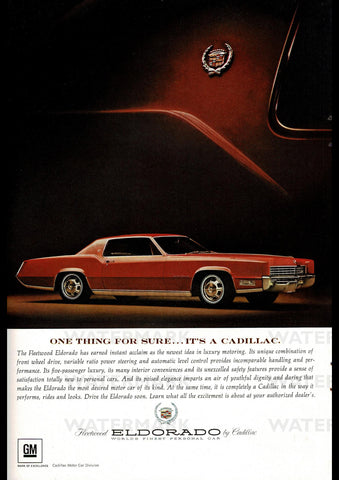 1967 CADILLAC FLEETWOOD ELDORADO COUPE USA AD ART PRINT POSTER