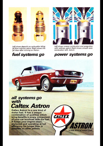 1967 CALTEX PETROL FORD MUSTANG AUSSIE AD ART PRINT POSTER