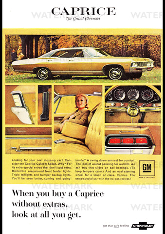 1967 CHEVROLET CAPRICE CUSTOM SEDAN USA AD ART PRINT POSTER