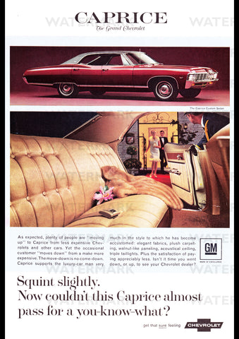 1967 CHEVROLET CAPRICE CUSTOM SEDAN USA AD ART PRINT POSTER