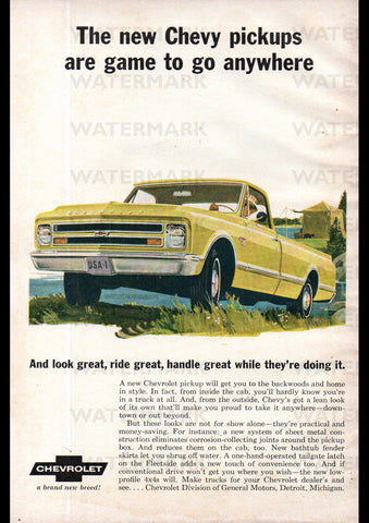 1967 CHEVROLET CHEVY PICKUP TRUCK USA AD ART PRINT POSTER