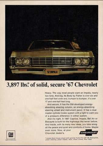 1967 CHEVROLET IMPALA USA AD ART PRINT POSTER