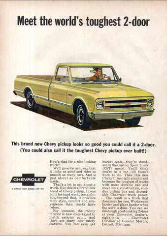 1967 CHEVROLET PICKUP TRUCK USA AD ART PRINT POSTER