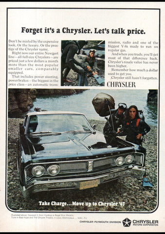 1967 CHRYSLER NEWPORT 2 DOOR HARDTOP USA AD ART PRINT POSTER