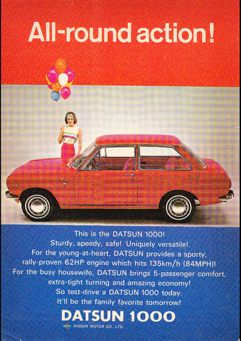 1967 DATSUN NISSAN 1000 AD ART PRINT POSTER