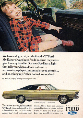 1967 FORD LTD 2 DOOR HARDTOP USA AD ART PRINT POSTER