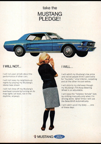 1967 FORD MUSTANG 2 DOOR USA AD ART PRINT POSTER