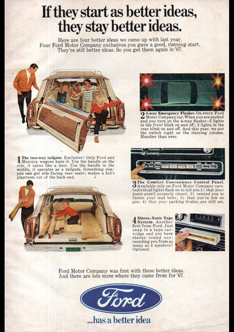 1967 FORD WAGON 2 WAY TAILGATE USA AD ART PRINT POSTER