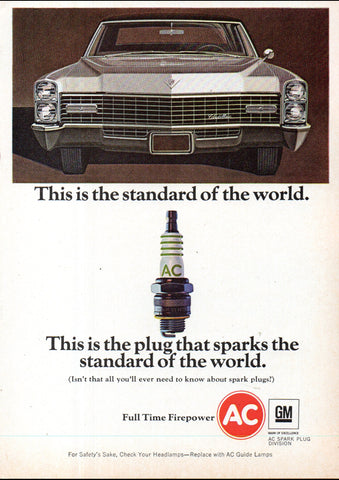 1967 GM GENERAL MOTORS AC SPARK PLUGS CADILLAC USA AD ART PRINT POSTER