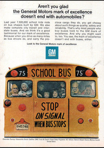 1967 GM GENERAL MOTORS SCHOOL BUS USA AD ART PRINT POSTER