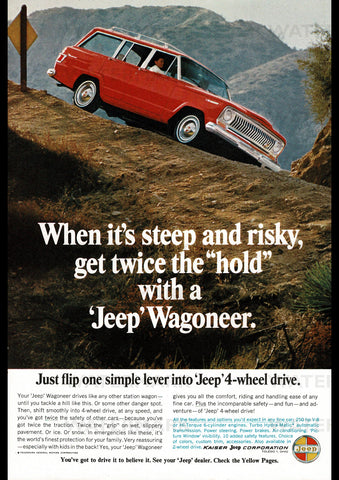 1967 KAISER JEEP WAGONEER 4WD WAGON USA AD ART PRINT POSTER