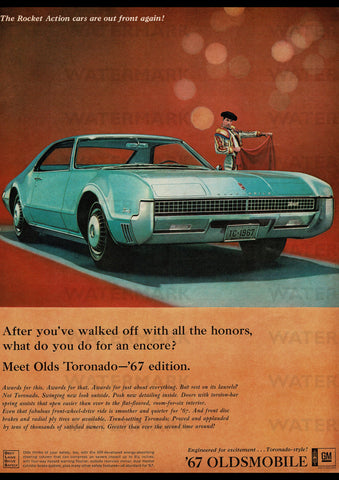 1967 OLDSMOBILE TORONADO SPORT COUPE USA AD ART PRINT POSTER