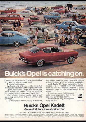 1967 OPEL KADETT RANGE BUICK USA AD ART PRINT POSTER