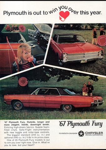 1967 PLYMOUTH FURY SPORT SEDAN CHRYSLER USA AD ART PRINT POSTER