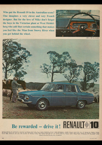 1967 RENAULT 10 SEDAN AUSSIE AD ART PRINT POSTER