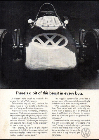 1967 VOLKSWAGEN VW BEETLE BEAST IN EVERY BUG USA AD ART PRINT POSTER