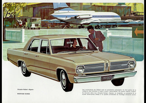 1967 CHRYSLER PLYMOUTH VALIANT SWISS FRENCH REPRO AD ART PRINT POSTER