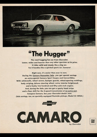 1968 CHEVROLET CAMARO SPORTS COUPE USA AD ART PRINT POSTER