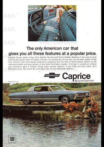 1968 CHEVROLET CAPRICE COUPE USA REPRO AD ART PRINT POSTER