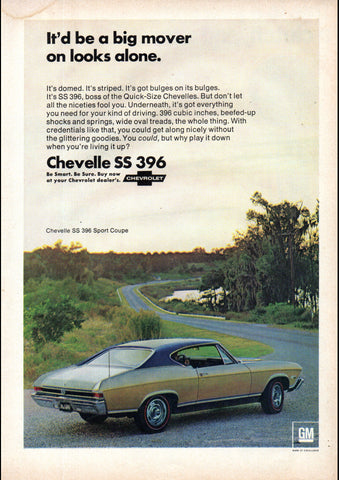 1968 CHEVROLET CHEVELLE SS 396 SPORT COUPE USA AD ART PRINT POSTER