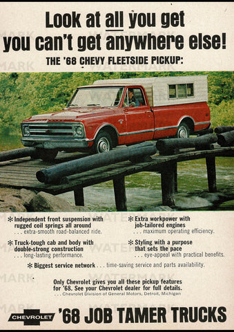 1968 CHEVROLET CHEVY FLEETSIDE PICKUP USA REPRO AD ART PRINT POSTER