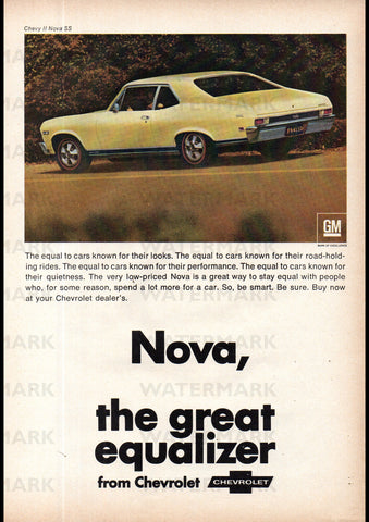 1968 CHEVROLET CHEVY II NOVA SS SPORT COUPE USA REPRO AD ART PRINT POSTER