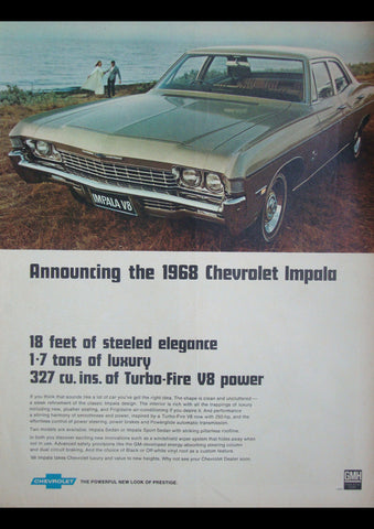 1968 CHEVROLET IMPALA 327 CUBIC INCH SEDAN AUSSIE AD ART PRINT POSTER