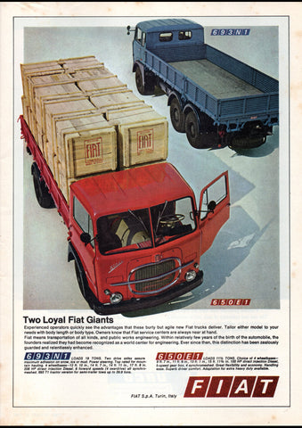 1968 FIAT 693N1 TRUCK INTERNATIONAL AD ART PRINT POSTER