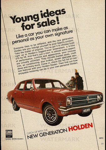 1968 HK HOLDEN KINGSWOOD V8 SEDAN AUSSIE AD ART PRINT POSTER