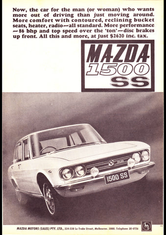 1968 MAZDA 1500 SS AUSSIE REPRO AD ART PRINT POSTER