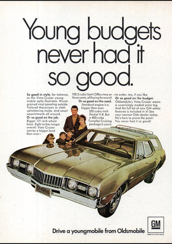 1968 OLDSMOBILE VISTA CRUISER STATION WAGON USA AD ART PRINT POSTER