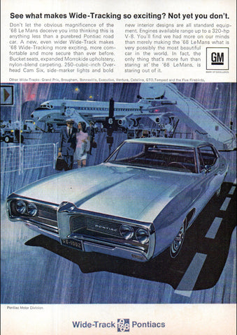 1968 PONTIAC LEMANS HARDTOP COUPE USA AD ART PRINT POSTER