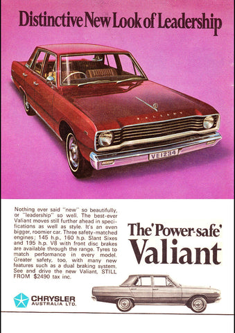 1968 VE CHRYSLER VALIANT SEDAN AUSSIE AD ART PRINT POSTER